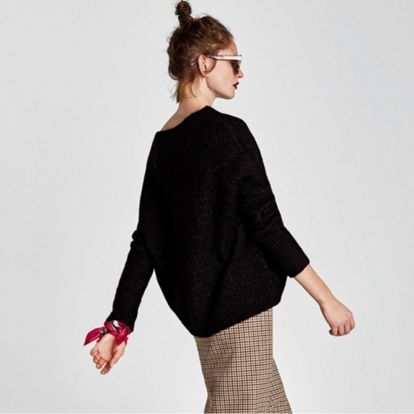 Zara Knit Wool Mohair Blend Multi Purpose Off Shoulder Fold Over Slouchy Sweater - Picture 2 of 10